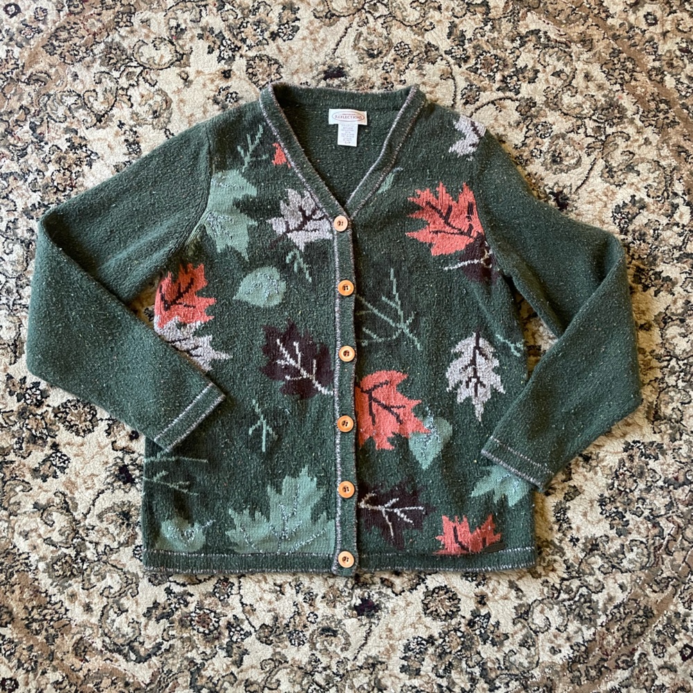 VINTAGE Northern Reflections Cardigan Women’s Small Fall Leaves Grannycore Fun